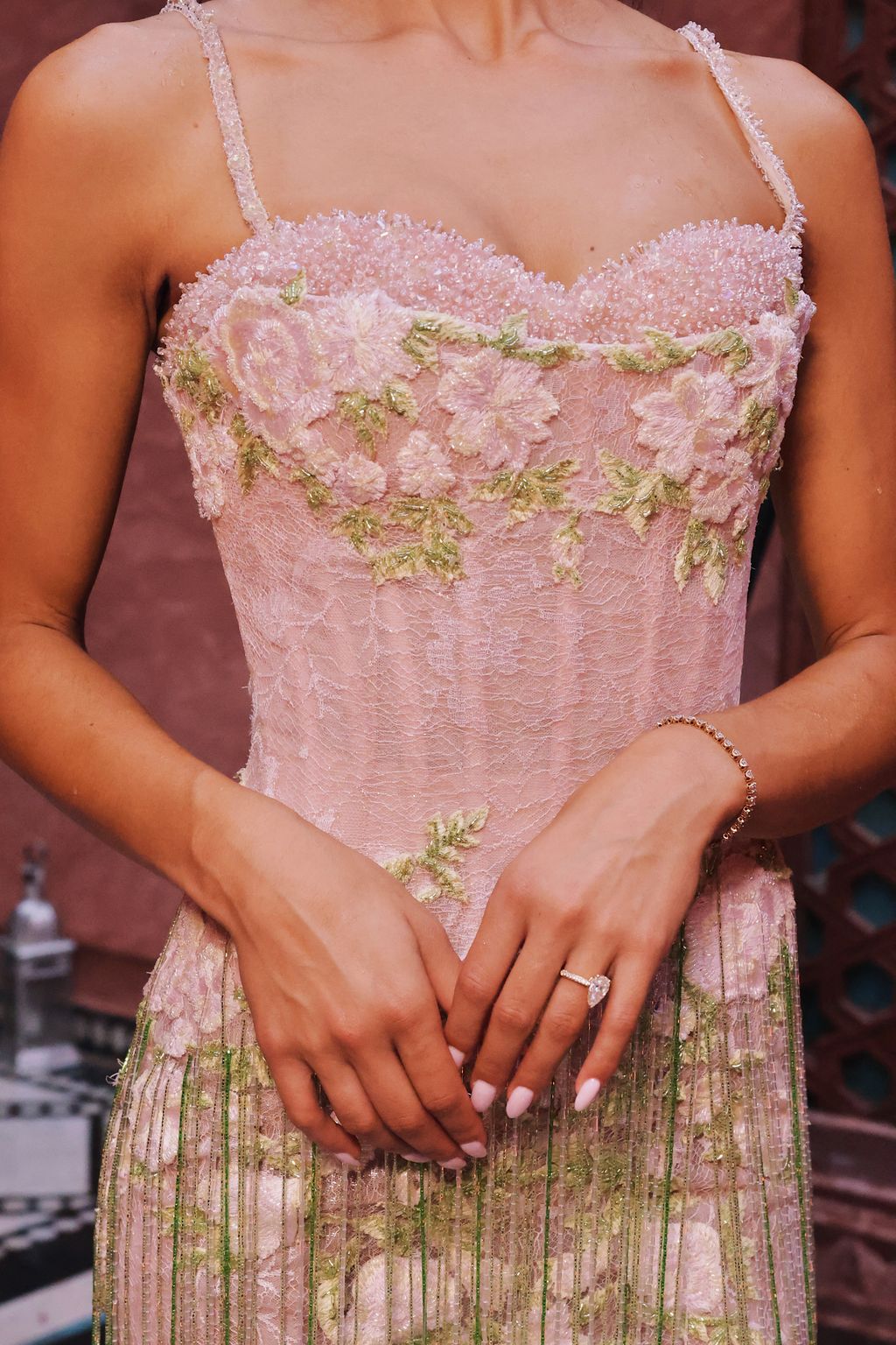 “The detail in this dress took my breath away from the moment I saw it. Its so romantic feminine and unique.” —Nina