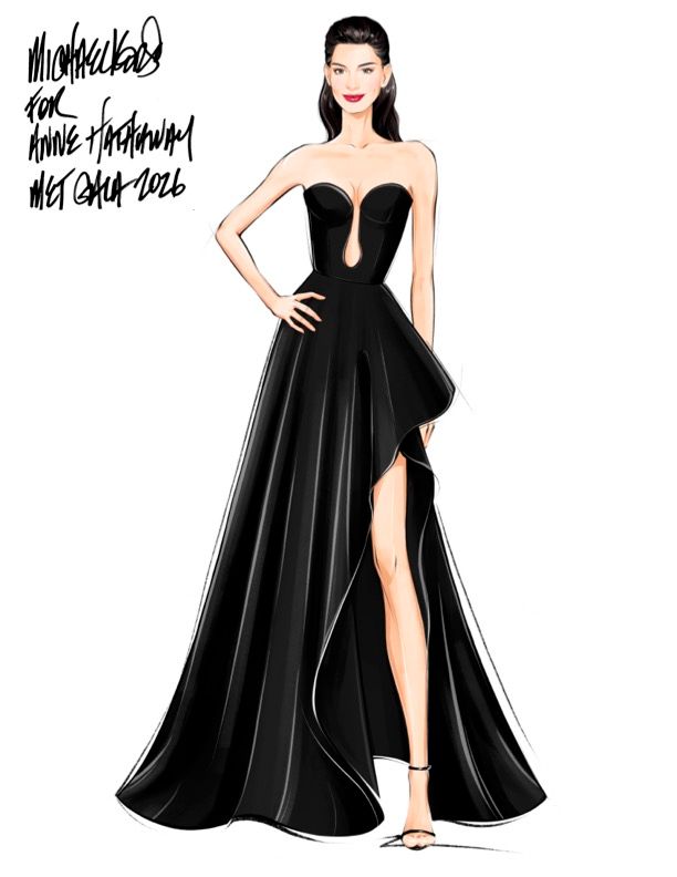 Image may contain Anne Hathaway Clothing Dress Evening Dress Formal Wear Fashion Gown Adult and Person