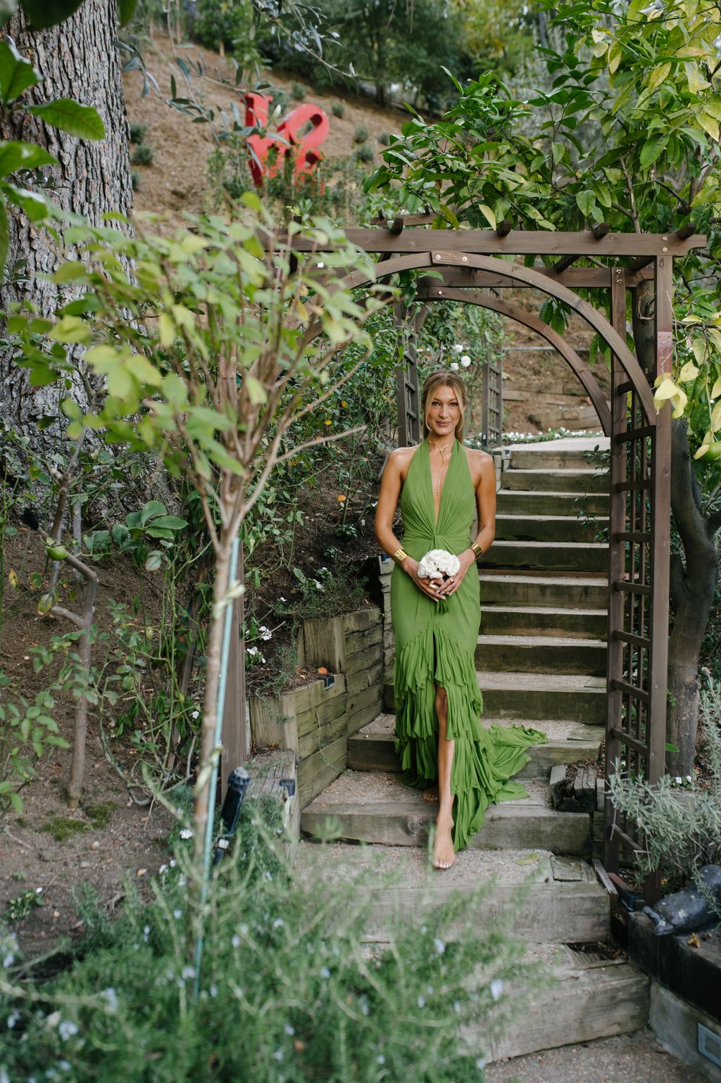 Bella in her bridesmaid dress  all my sisters wore green.