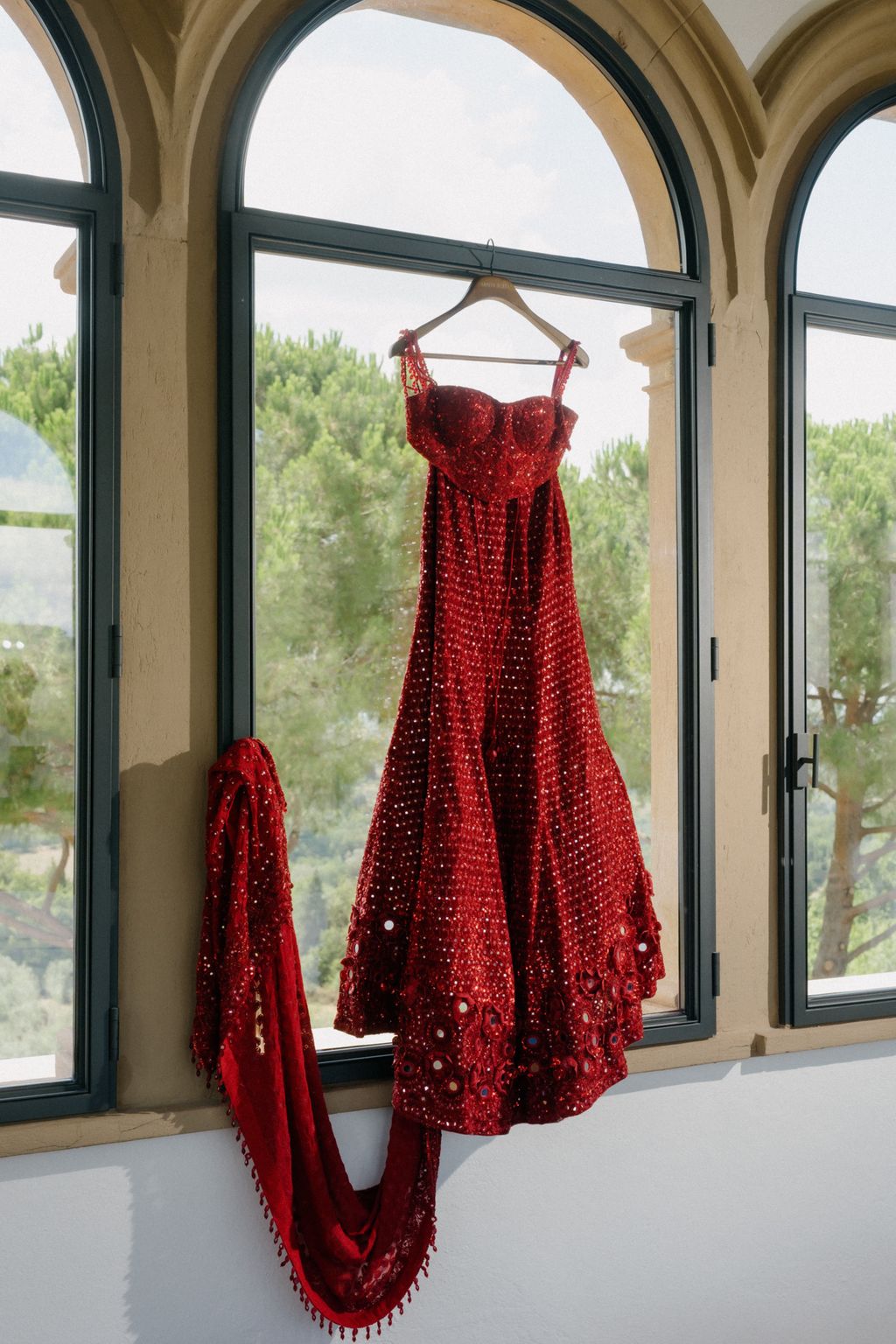 Image may contain Clothing Dress Evening Dress Formal Wear and Window