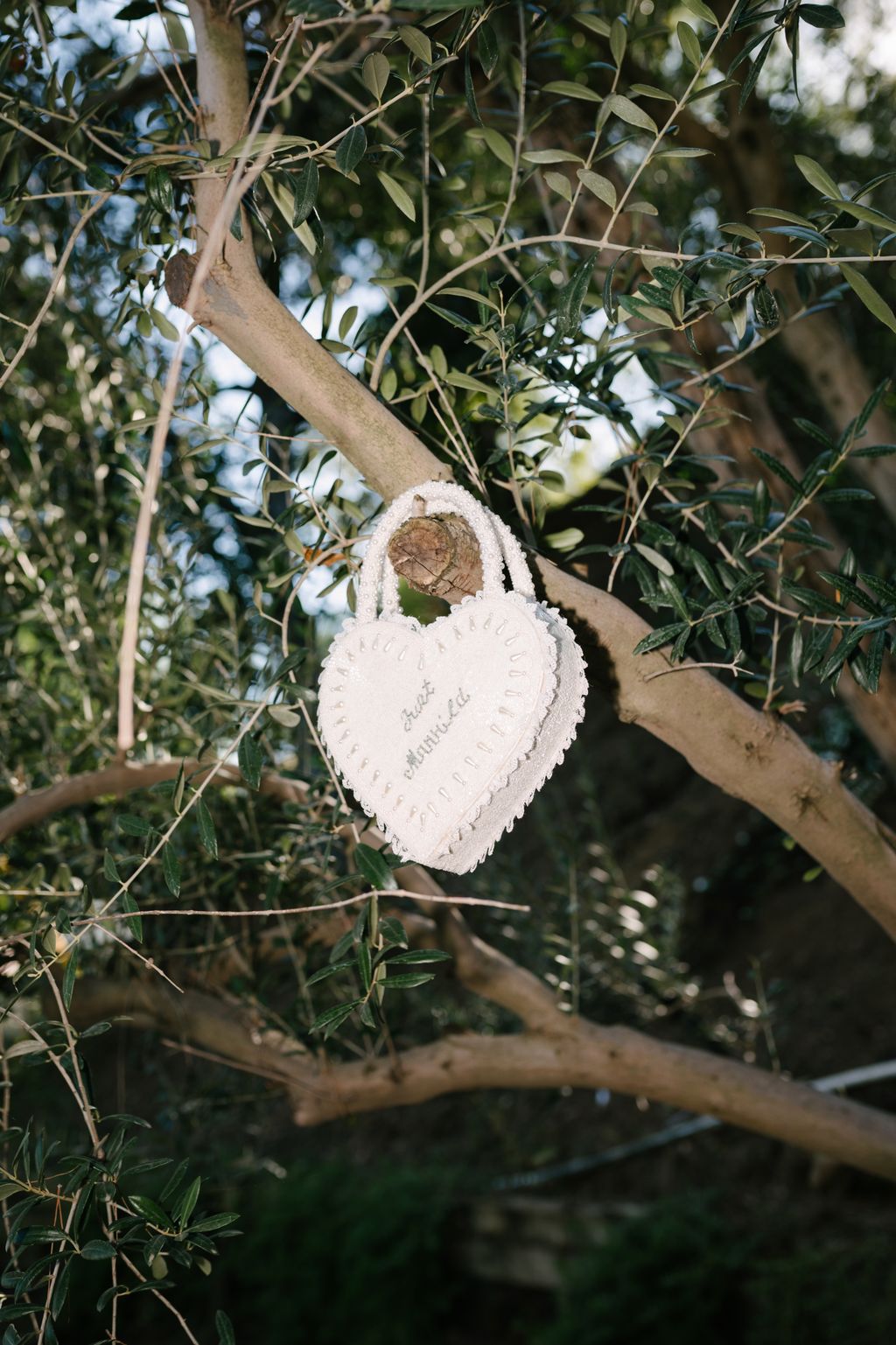 My handbeaded Just Married heart bag by Clio Peppiatt.