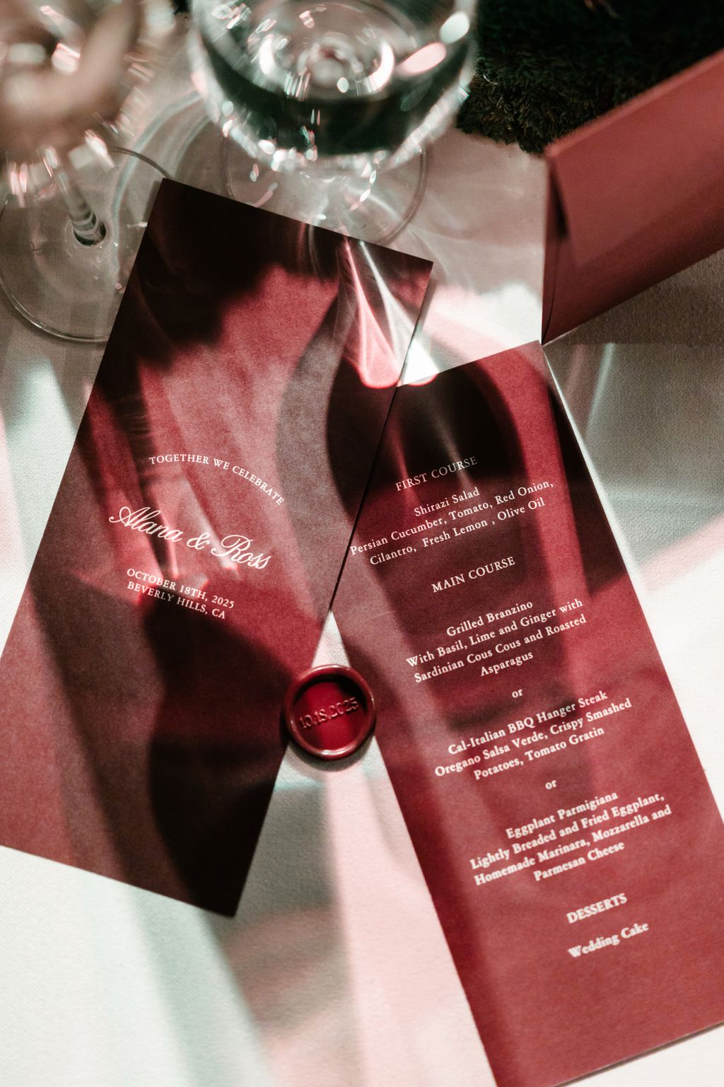 The menu.