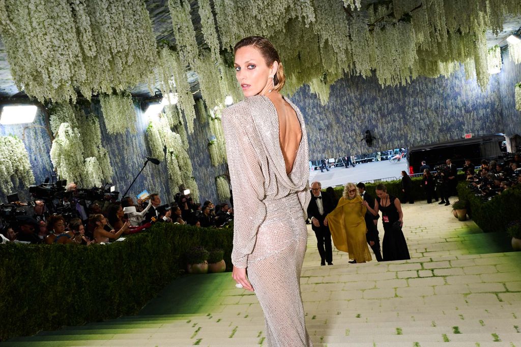 Image may contain Anja Rubik William Joyce Daniel Tosh Fashion Formal Wear Clothing Dress Adult Person and Suit