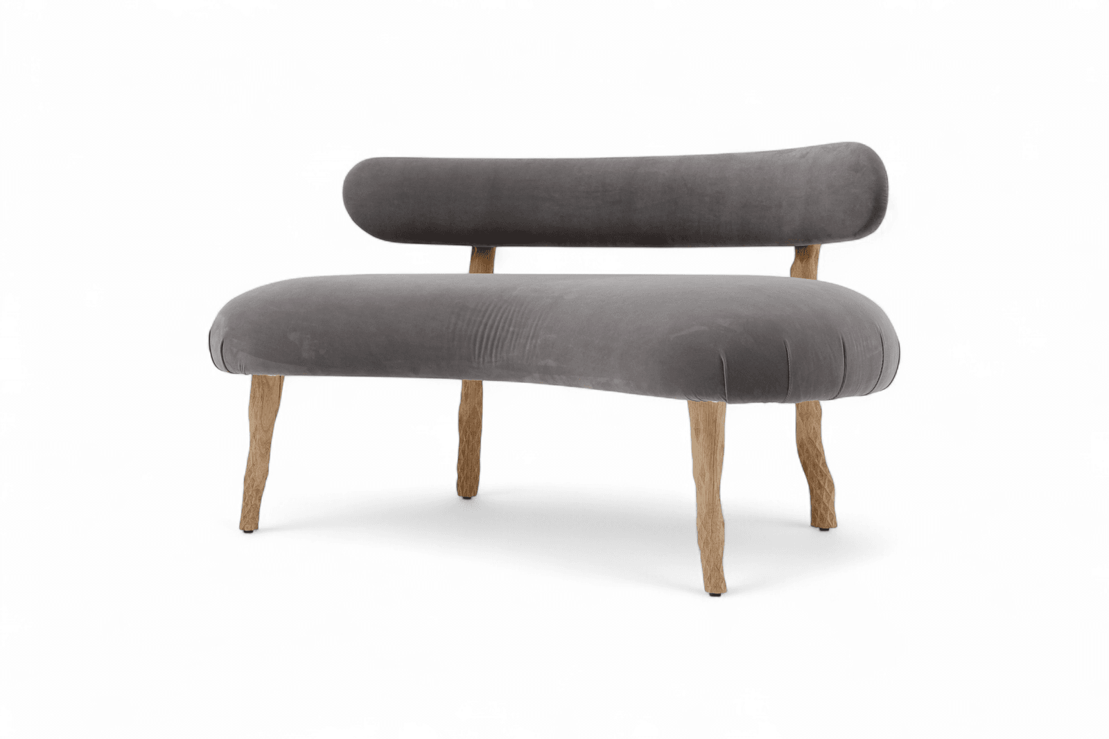 Organic Bench in Frakke wood and grey velvet