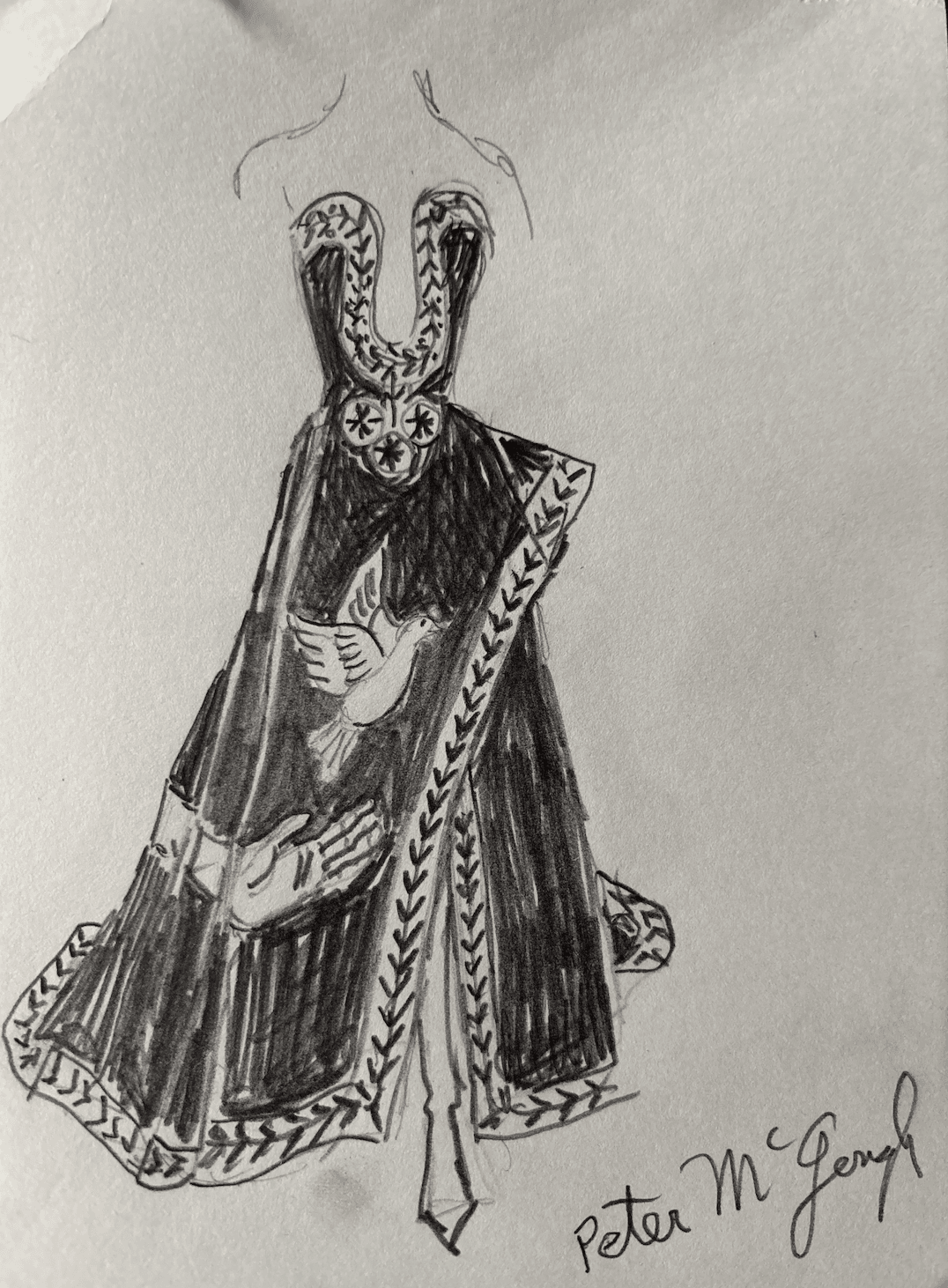 Image may contain Art Drawing Adult Person Wedding and Fashion